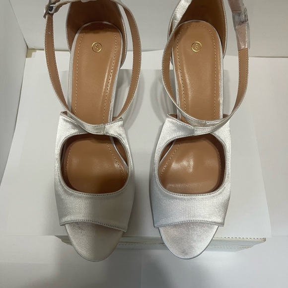 white satin bridal shoe